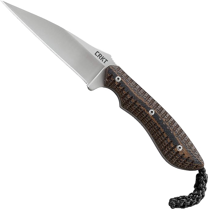 CRKT S.P.E.W. EDC Fixed Blade Knife with Sheath: Compact Utility Neck Knife, Bead Blast Blade, Textured G10 Handle, Nylon Sheath, Belt Loop 2388