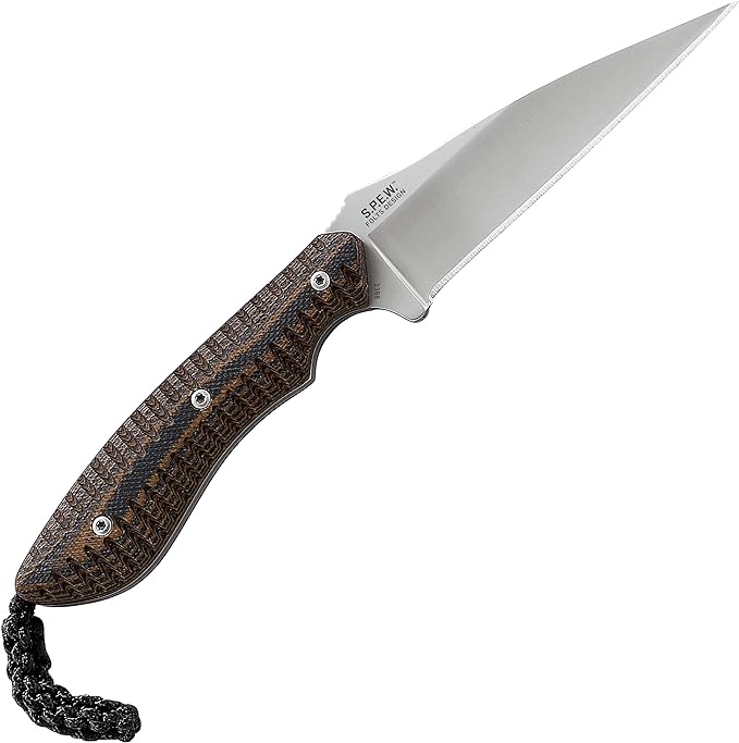 CRKT S.P.E.W. EDC Fixed Blade Knife with Sheath: Compact Utility Neck Knife, Bead Blast Blade, Textured G10 Handle, Nylon Sheath, Belt Loop 2388