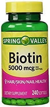 Load image into Gallery viewer, Spring Valley - Biotin 5000 mcg, 240 Softgels by Spring Valley