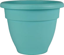 Load image into Gallery viewer, The HC Companies 8 Inch Caribbean Round Planter - Lightweight Indoor Outdoor Plastic Plant Pot with Drainage Plug, Dusty Teal