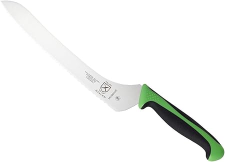 Mercer Culinary Millennia Colors 9-Inch Offset Wavy Edge Bread Knife, Green