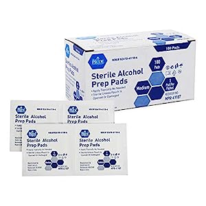 Medpride Alcohol Prep Pads| 100 Pack| Medical-Grade, Sterile, Individually-Wrapped, Isopropyl Cotton Swabs| Disposable, Medium Square Size, 2ply, Latex Free & Antiseptic| for Medical & First-Aid Kits