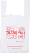Load image into Gallery viewer, Plastic Bag- Small Economy &#39;Thank You&#39; White T Shirt Bag 7&quot;x3.5&quot;x13&quot; 13 mic - 1000 bags/case