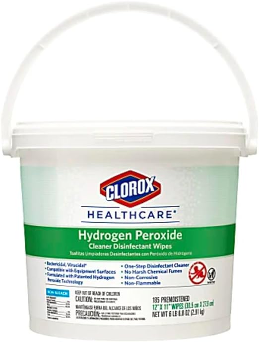 CloroxPro Healthcare Hydrogen Peroxide Cleaner Disinfectant Wipes, Healthcare Cleaning and Industrial Cleaning, Clorox Disinfectant, 185 Count - 30826