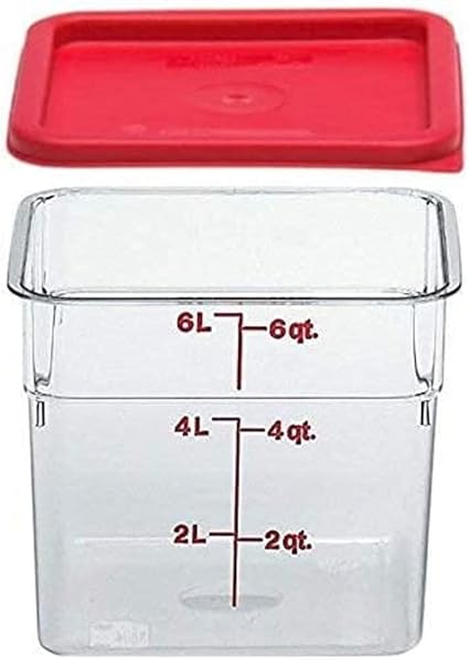 Cambro 6SFSCW135 Camsquare Food Container, 6-Quart, Polycarbonate, Clear, NSF with Lid