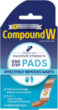 Load image into Gallery viewer, Compound W Wart Remover Maximum Strength One Step Pads, 14 Medicated Pads