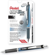 Load image into Gallery viewer, Pentel EnerGel RTX Retractable Gel Ink Pen, Medium Point, Needle Tip, Black Ink, Box of 12 (BLN77-A)