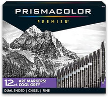 Load image into Gallery viewer, Prismacolor Premier Dual-Ended Art Markers, Chisel Tip and Fine Tip, Cool Grey Colors, 12 Count