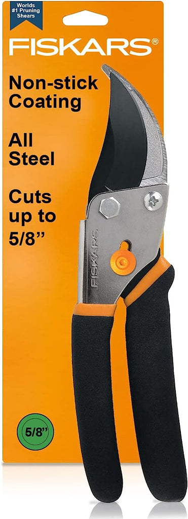 Fiskars Gardening Tools: Bypass Pruning Shears, Sharp Precision-ground Steel Blade, 5/8” Plant Clippers (91095935J)