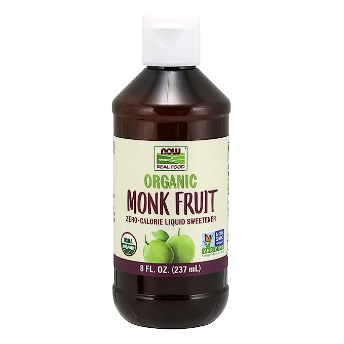 Real Food, Organic Monk Fruit, Zero-Calorie Liquid Sweetener, 8 fl oz (237 ml), NOW Foods
