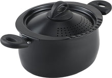 Load image into Gallery viewer, Bialetti Oval Aluminum 5.5 Quart Pasta Pot with Strainer Lid, Nonstick, Black