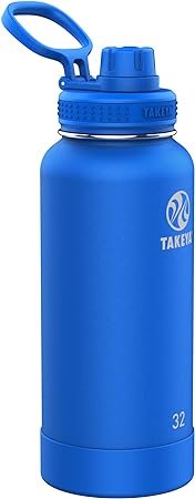 Takeya Actives Insulated Stainless Steel Water Bottle with Spout Lid, 32 Ounce, Cobalt