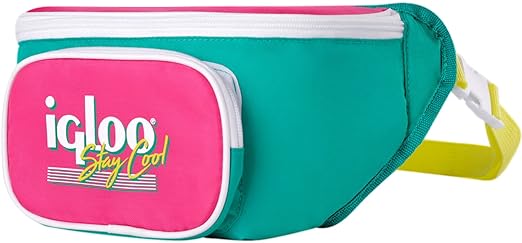 Igloo 90s Retro Collection Fanny Pack Portable Cooler with Front Pocket and Adjustable Waist Strap Holds 3 Cans