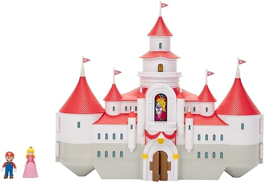 The Super Mario Bros. Movie – Mushroom Kingdom Castle Playset with Mini 1.25” Mario and Princess Peach Figures