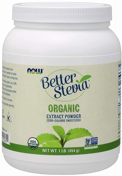 NOW Foods BetterStevia Organic Zero-Calorie Extract Powder, Keto Friendly, Suitable for Diabetics, No Erythritol, 1 Pound