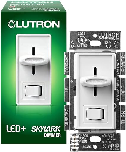 Lutron Skylark LED+ Dimmer Switch for Dimmable LED, Halogen and Incandescent Bulbs | 150W/Single-Pole or 3-Way | SCL-153P-WH | White