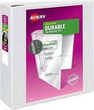 Avery Durable View 3 Ring Binder, 4 Inch EZD Rings, 1 White Binder (09801)