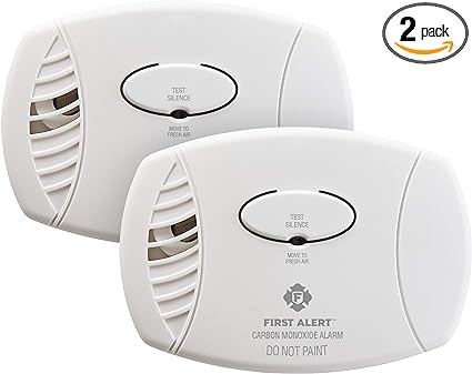 FIRST ALERT Carbon Monoxide Detector, No Outlet Required, Battery Operated, 2-Pack, CO400, White