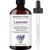 MAJESTIC PURE Lavender Essential Oil with Therapeutic Grade, for Aromatherapy, Massage and Topical uses, 4 fl oz