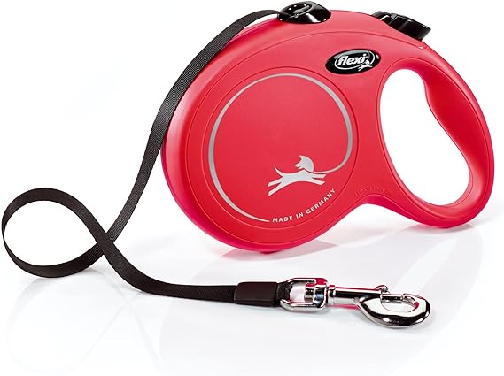 FLEXI® New Classic Retractable Dog Leash (Tape), Ergonomic, Durable and Tangle Free Pet Walking Leash for Dogs, 16 ft, Large, Red