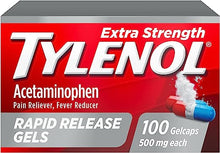 Load image into Gallery viewer, Tylenol Extra Strength Acetaminophen Rapid Release Gels, Pain Reliever &amp; Fever Reducer, 100 ct