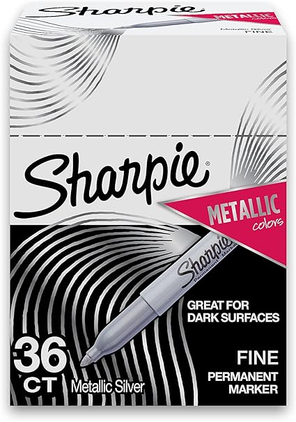 SHARPIE Metallic Permanent Markers, Fine Point, Metallic Silver, 36 Count