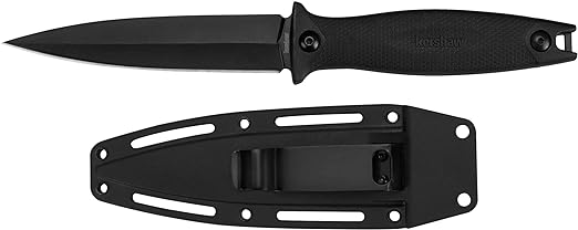 Kershaw Secret Agent (4007); Concealable Boot Knife with Strong Single Edge 4.4 Inch 8Cr13MoV Steel Blade; Arrives with Dual Carry Molded Sheath and Stealthy Non-Reflective Black Oxide Finish, 3 OZ