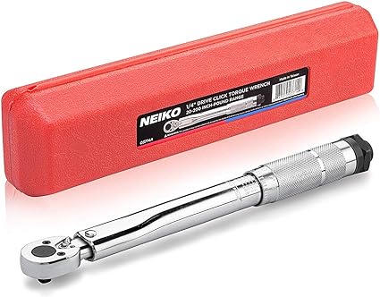 Neiko 03714A 1/4" Drive Adjustable Click Torque Wrench | SAE | 20-200 Inch-Pound Chrome Vanadium Steel | 10.75" Length