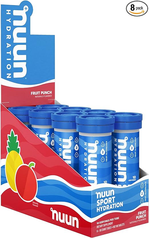 Nuun Sport Electrolyte Tablets for Proactive Hydration, Fruit Punch, 8 Pack (80 Servings)