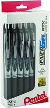 Load image into Gallery viewer, Pentel EnerGel RTX RT Liquid Gel Pen, Med, Metal Tip, 0.7mm, Black Ink, 12-Pk Window Box of 12 (BL77PC12A1)