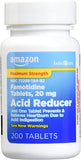 Amazon Basic Care Maximum Strength Famotidine Tablets 20 mg, Acid Reducer for Heartburn Relief, 200 Count ( pack of 1)