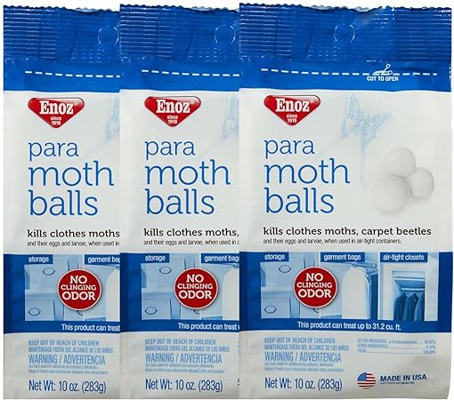 Enoz Para Moth Balls for Moths and Carpet Beetles, 80-mothballs, 3-pack (240 Count)