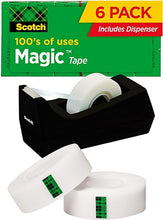 Load image into Gallery viewer, Scotch Magic Tape, Invisible, Back to School Supplies and College Essentials for Students and Teachers, 6 Tape Rolls With Dispensers, 3/4 x 1000 Inches