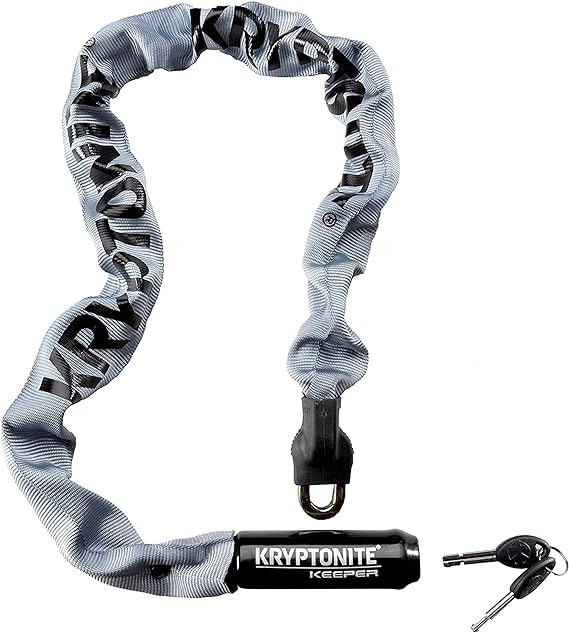 Kryptonite Keeper 785 Bike Chain Lock, 2.8 Feet Long Heavy Duty Anti-Theft Bicycle Chain Lock with Keys for Bike, Motorcycle, Scooter, Bicycle, Door, Gate, Fence,Gray