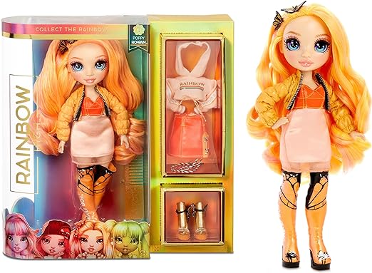 Rainbow Surprise Rainbow High Poppy Rowan - Orange Clothes Fashion Doll with 2 Complete Mix & Match Outfits and Accessories, Toys for Kids 6 to 12 Years Old
