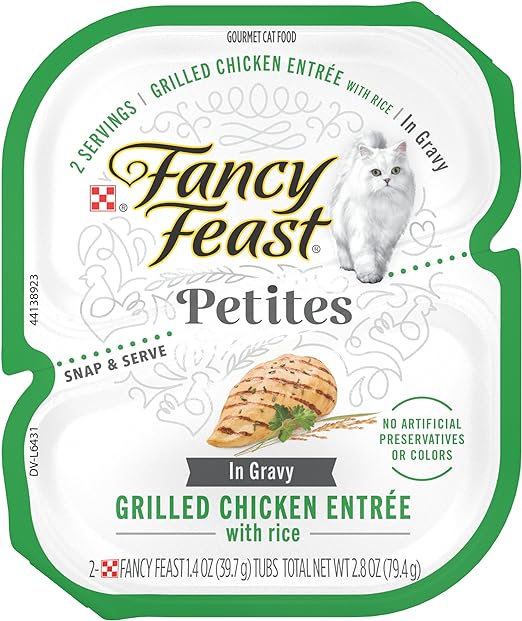 Purina Fancy Feast Petites Gourmet Gravy Wet Cat Food, Petites Grilled Chicken With Rice Entree - (12) 2.8 oz. Tubs
