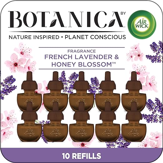 Botanica by Air Wick Plug in Scented Oil Refill, 10ct, French Lavender and Honey Blossom, Air Freshener, Eco Friendly, Essential Oils