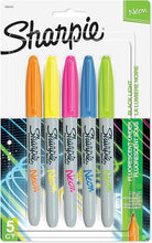 Load image into Gallery viewer, SHARPIE 1874447 Neon Permanent Markers, Fine Point, Assorted Colors, 5 Count