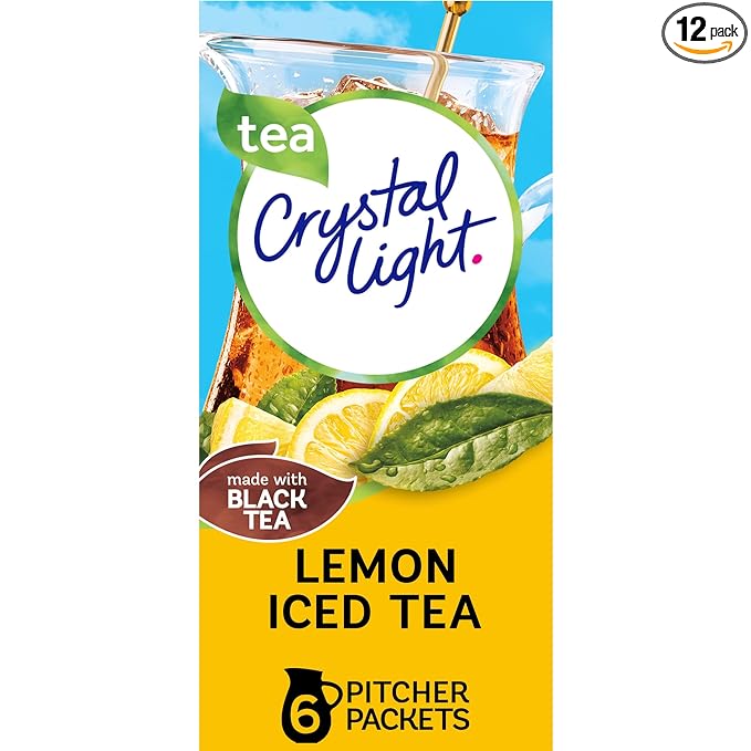 Crystal Light Sugar-Free Lemon Iced Tea Naturally Flavored Powdered Drink Mix 72 Count Pitcher Packets
