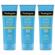 Load image into Gallery viewer, Neutrogena Hydro Boost Water Gel Sunscreen Lotion with Broad Spectrum SPF 50, Water-Resistant Hydrating Body Sunscreen, Non-Greasy, Hyaluronic Acid, Travel Size, 3 fl. Oz, Pack of 3