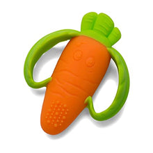 Load image into Gallery viewer, Infantino Lil&#39; Nibbles Textured Silicone Teether -Sensory Exploration and Teething Relief with Easy to Hold Handles, Orange Carrot