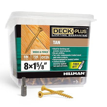 Load image into Gallery viewer, Deck Plus 48412 Wood Screws #8 x 1-5/8&quot;, Tan, 5lb Box