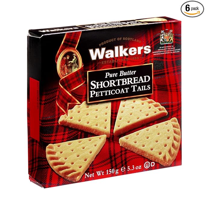 Walker's Shortbread Petticoat Tails Cookies, Pure Butter Shortbread Cookies, 5.3 Oz Box (Pack of 6)