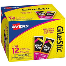 Load image into Gallery viewer, Avery Glue Stic White, 0.26 oz., Washable, Nontoxic, Permanent Adhesive, 12 Glue Sticks (00166)