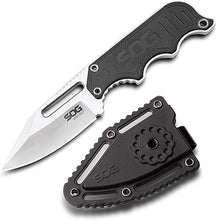 Load image into Gallery viewer, SOG Small Fixed Blade Knife - Instinct Boot Knife, EDC Knife, Neck Knife, 2.3 Inch Full Tang Blade w/ Knife Sheath and Clip, 4in. x 1in. x 8.5in. (NB1012-CP) , Black