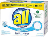 All Powder Laundry Detergent, Free Clear for Sensitive Skin, 52 Ounces, 40 Loads