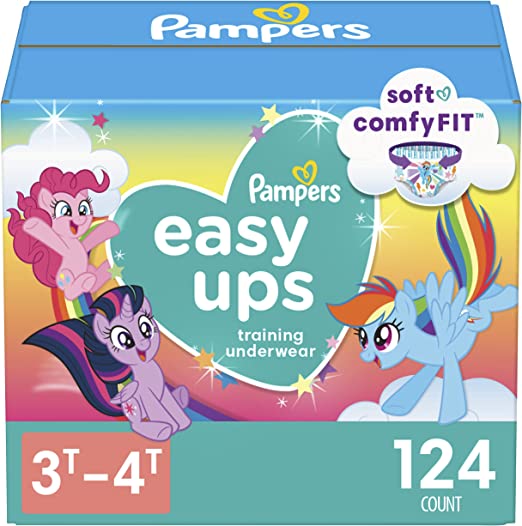 Pampers Easy Ups Training Underwear Girls, 3T-4T Size 5 Diapers, 124 Count (Packaging & Prints May Vary)