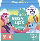 Pampers Easy Ups Training Underwear Girls, 3T-4T Size 5 Diapers, 124 Count (Packaging & Prints May Vary)