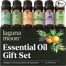 Load image into Gallery viewer, Essential Oils Set - Top 6 Organic Blends for Diffusers, Home Care, Candle Making, Fragrance, Aromatherapy, Humidifiers, Gifts - Peppermint, Tea Tree, Lavender, Eucalyptus, Lemongrass, Orange (10mL)