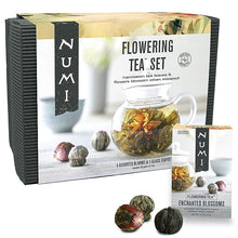 Load image into Gallery viewer, Numi Organic Flowering Tea Gift Set, 6 Handsewn Tea Blossoms &amp; 16-Ounce Glass Teapot, Blooming Tea Flowers